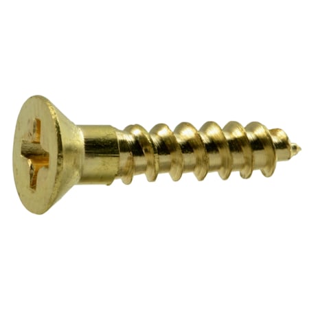 Midwest Fastener Wood Screw, #7, 3/4 in, Plain Brass Flat Head Phillips Drive, 100 PK 02860